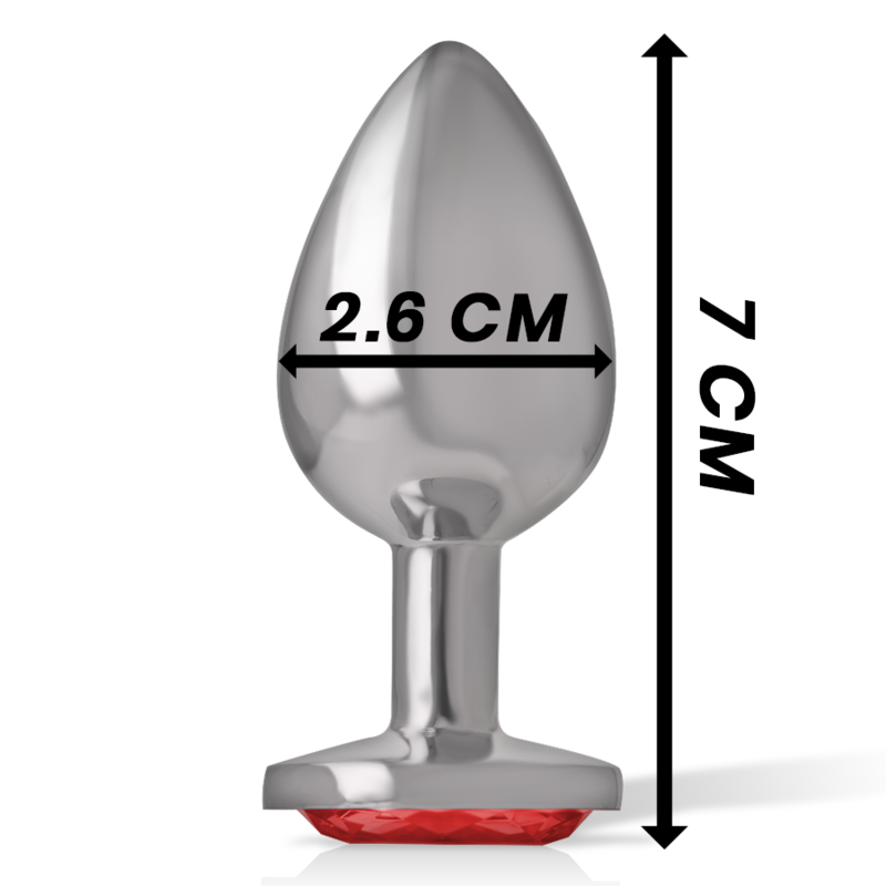 INTENSE - PLUG ANAL EN MÉTAL ALUMINIUM AVEC CRISTAL ROUGE TAILLE S - Sensualia