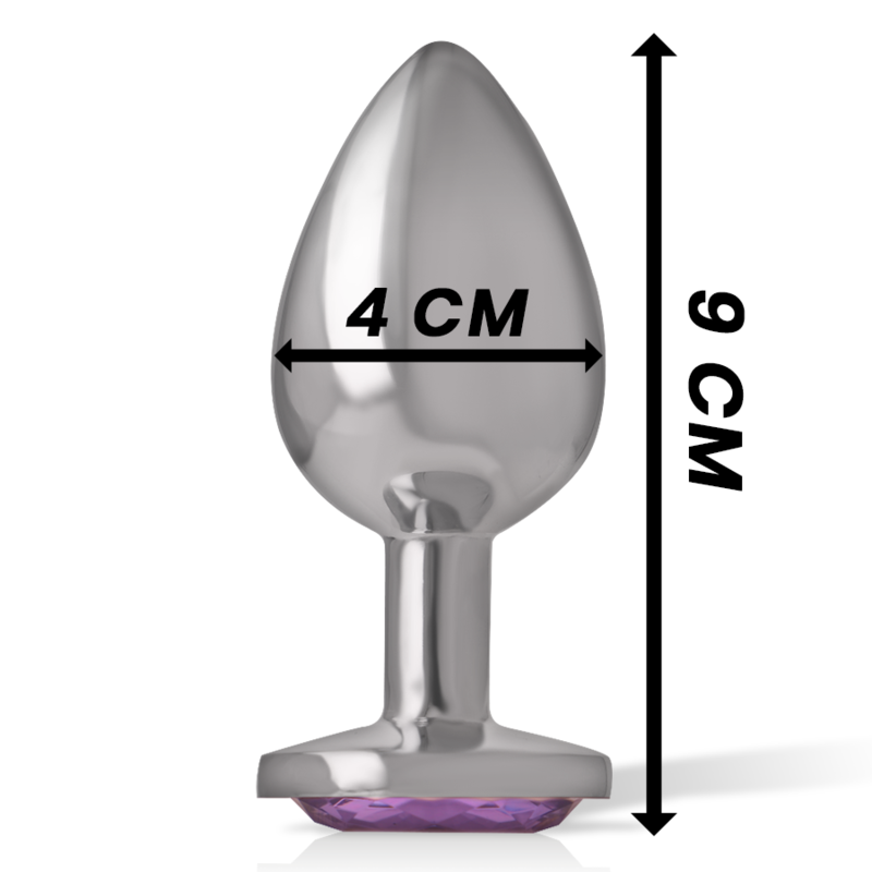INTENSE - PLUG ANAL EN MÉTAL ALUMINIUM AVEC CRISTAL VIOLET TAILLE L - Sensualia