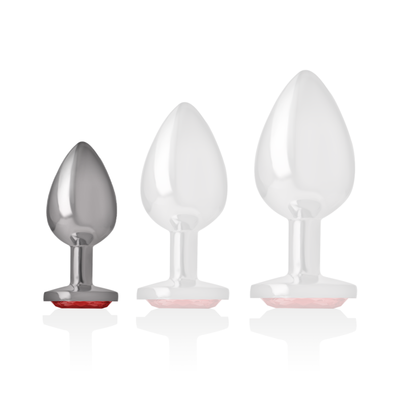 INTENSE - PLUG ANAL EN MÉTAL ALUMINIUM AVEC CRISTAL ROUGE TAILLE S - Sensualia