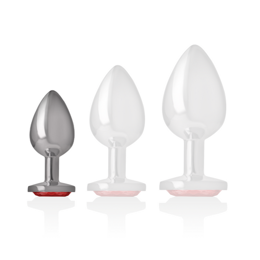 INTENSE - PLUG ANAL EN MÉTAL ALUMINIUM AVEC CRISTAL ROUGE TAILLE S - Sensualia