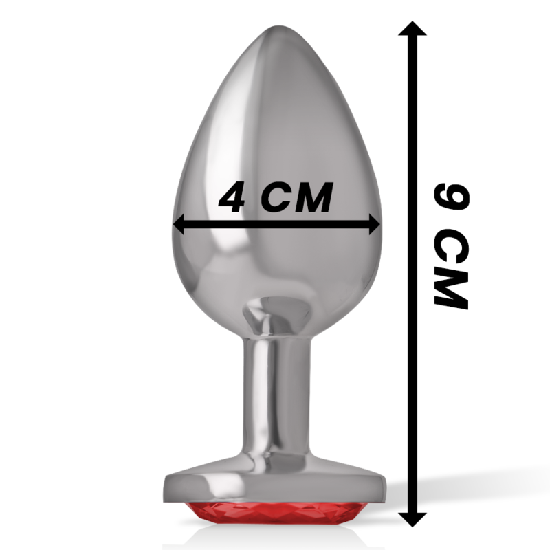 INTENSE - PLUG ANAL EN MÉTAL ALUMINIUM AVEC CRISTAL ROUGE TAILLE L - Sensualia