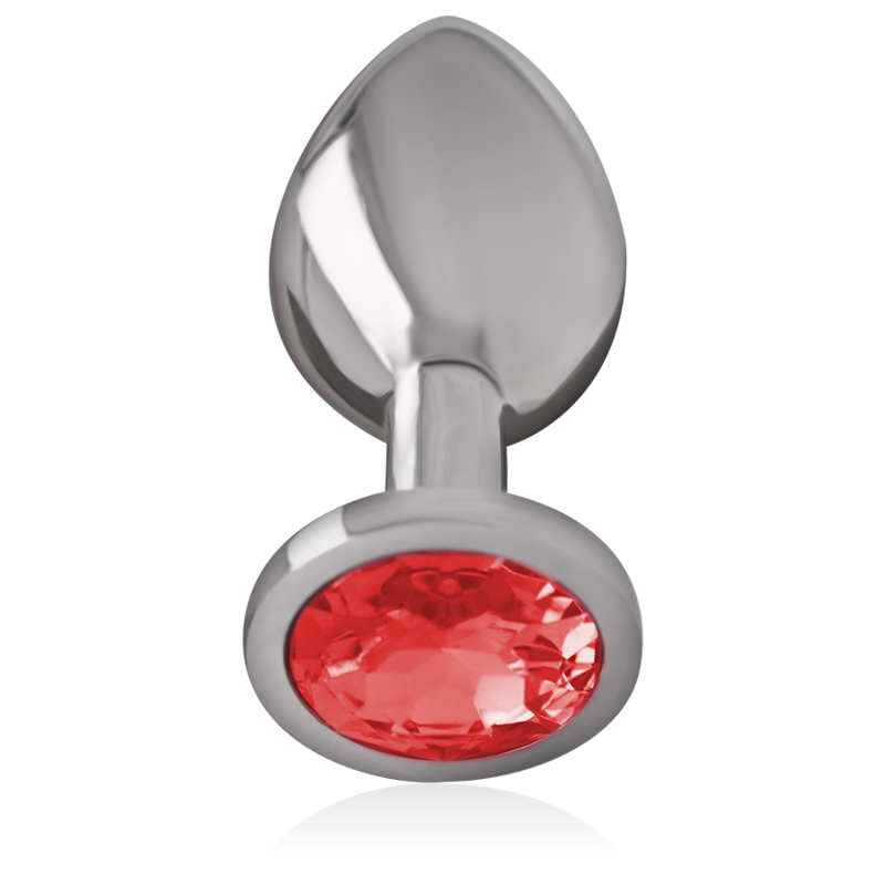 INTENSE - PLUG ANAL EN MÉTAL ALUMINIUM AVEC CRISTAL ROUGE TAILLE L - Sensualia