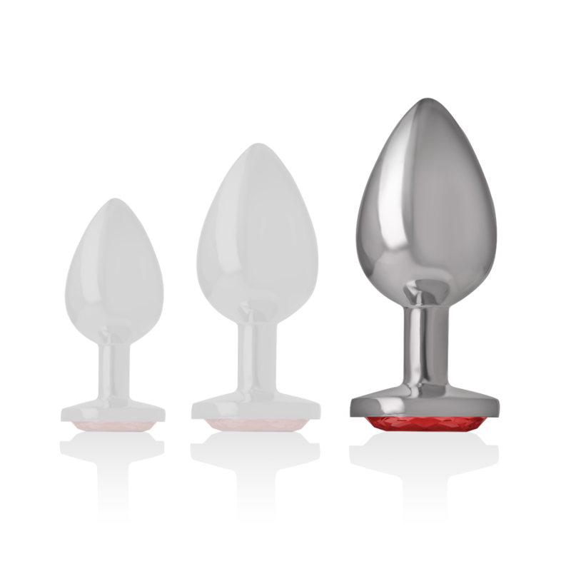 INTENSE - PLUG ANAL EN MÉTAL ALUMINIUM AVEC CRISTAL ROUGE TAILLE L - Sensualia