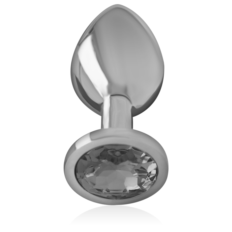 INTENSE - PLUG ANAL EN MÉTAL ALUMINIUM AVEC VERRE NOIR TAILLE L - Sensualia