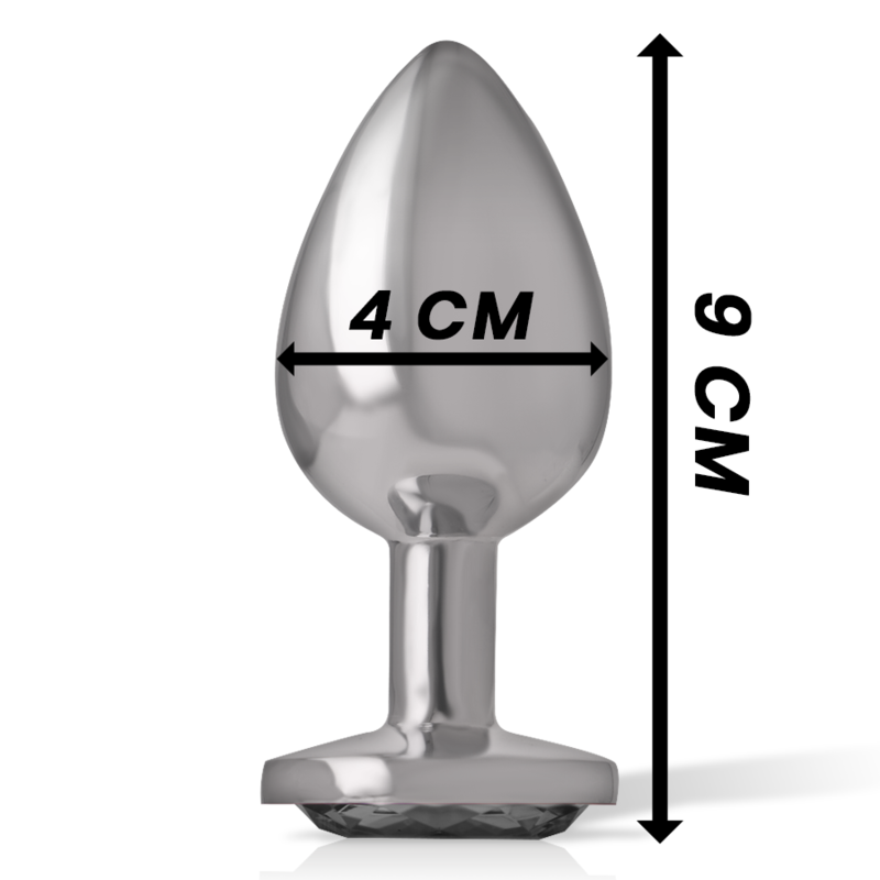INTENSE - PLUG ANAL EN MÉTAL ALUMINIUM AVEC VERRE NOIR TAILLE L - Sensualia