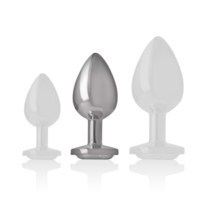 INTENSE - PLUG ANAL EN MÉTAL ALUMINIUM AVEC CRISTAL DARGENT TAILLE M - Sensualia