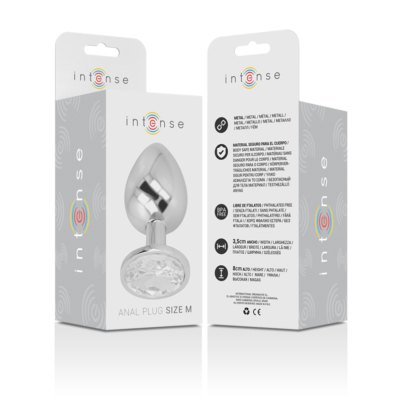 INTENSE - PLUG ANAL EN MÉTAL ALUMINIUM AVEC CRISTAL DARGENT TAILLE M - Sensualia