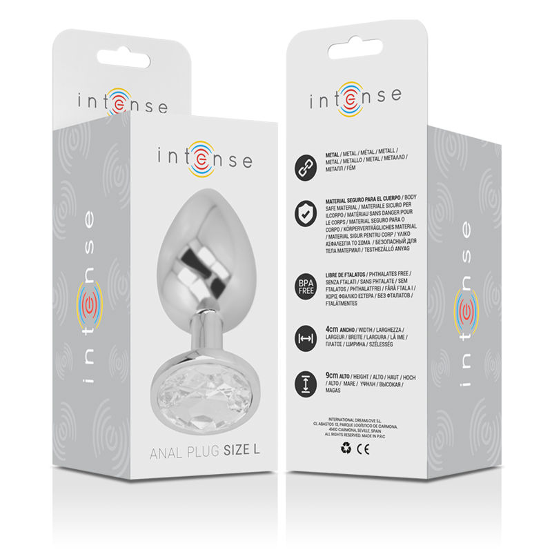 INTENSE - PLUG ANAL EN MÉTAL ALUMINIUM AVEC CRISTAL DARGENT TAILLE L - Sensualia