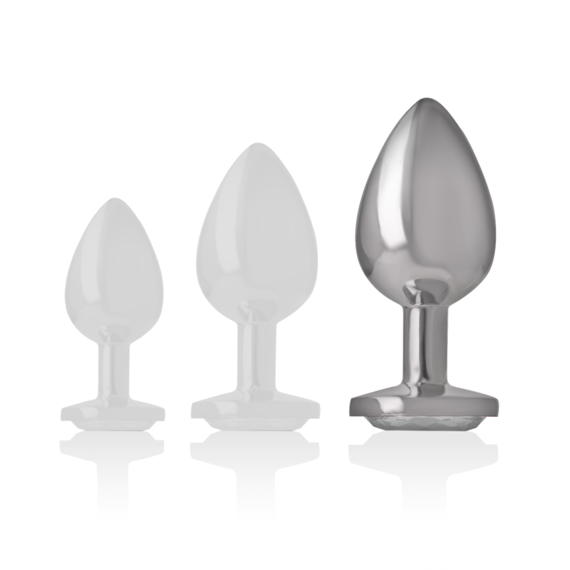 INTENSE - PLUG ANAL EN MÉTAL ALUMINIUM AVEC CRISTAL DARGENT TAILLE L - Sensualia