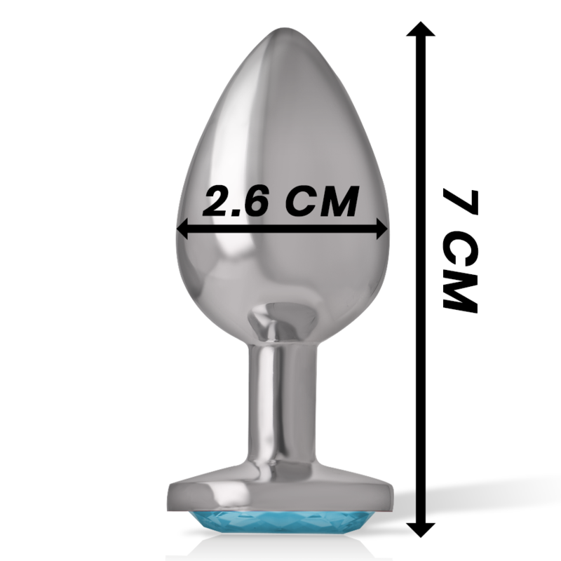 INTENSE - PLUG ANAL EN MÉTAL ALUMINIUM AVEC CRISTAL BLEU TAILLE S - Sensualia