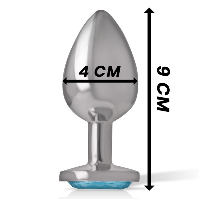 INTENSE - PLUG ANAL EN MÉTAL ALUMINIUM AVEC CRISTAL BLEU TAILLE L - Sensualia