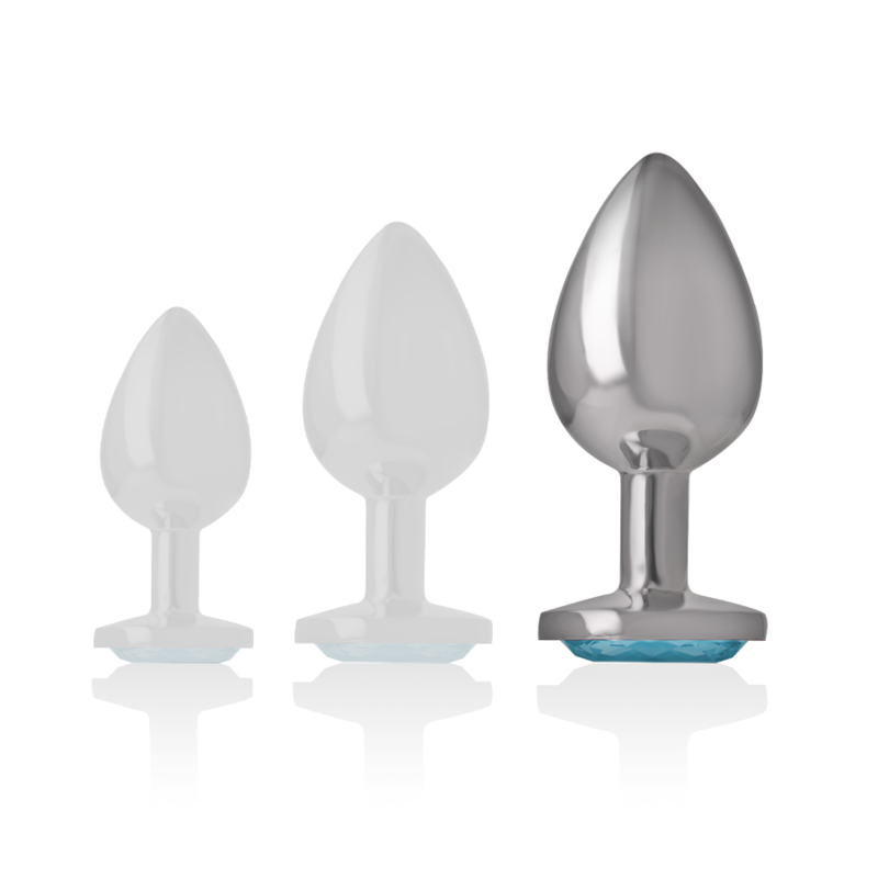 INTENSE - PLUG ANAL EN MÉTAL ALUMINIUM AVEC CRISTAL BLEU TAILLE L - Sensualia