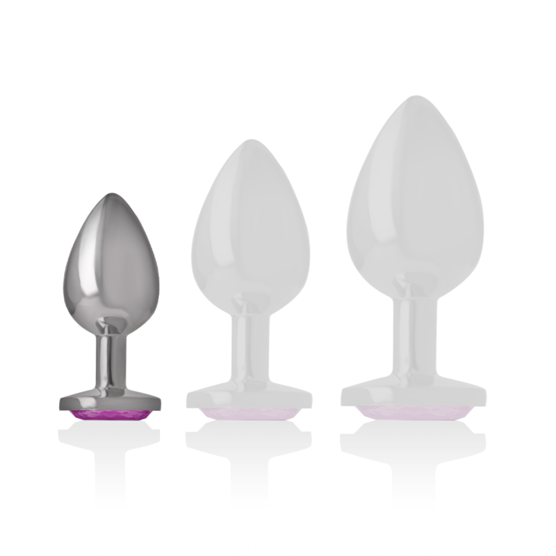 INTENSE - PLUG ANAL EN MÉTAL ALUMINIUM AVEC CRISTAL ROSE TAILLE S - Sensualia