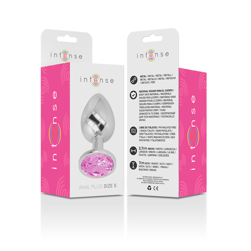 INTENSE - PLUG ANAL EN MÉTAL ALUMINIUM AVEC CRISTAL ROSE TAILLE S - Sensualia