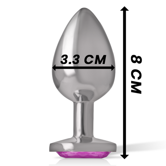INTENSE - PLUG ANAL EN MÉTAL ALUMINIUM AVEC CRISTAL ROSE TAILLE M - Sensualia