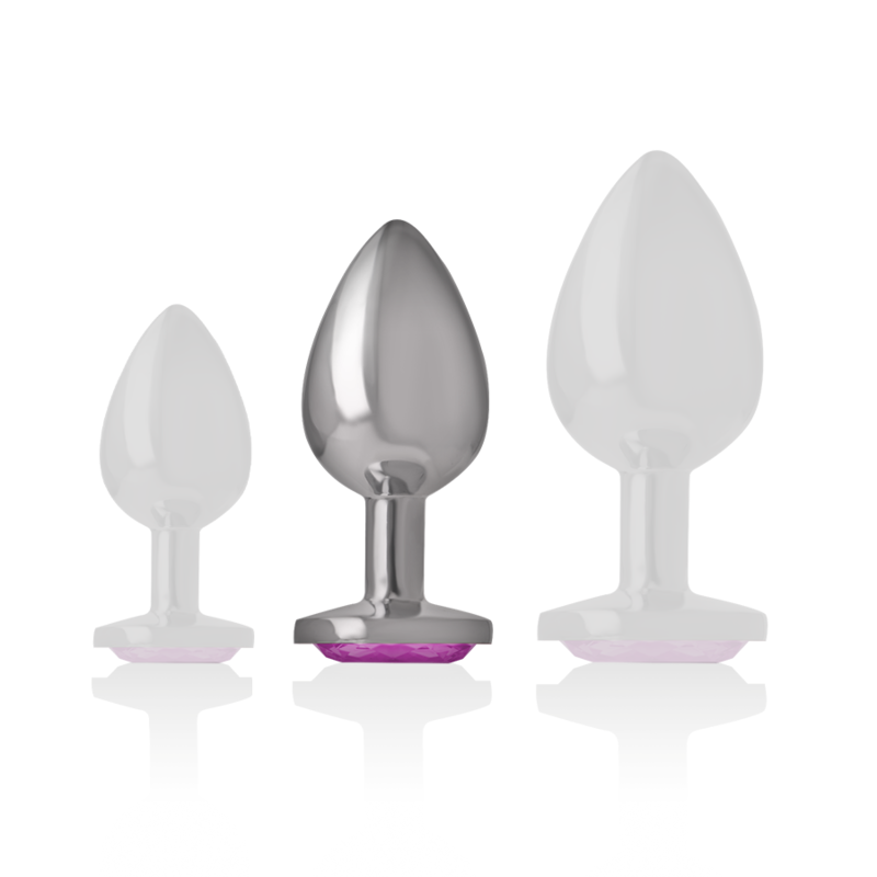 INTENSE - PLUG ANAL EN MÉTAL ALUMINIUM AVEC CRISTAL ROSE TAILLE M - Sensualia