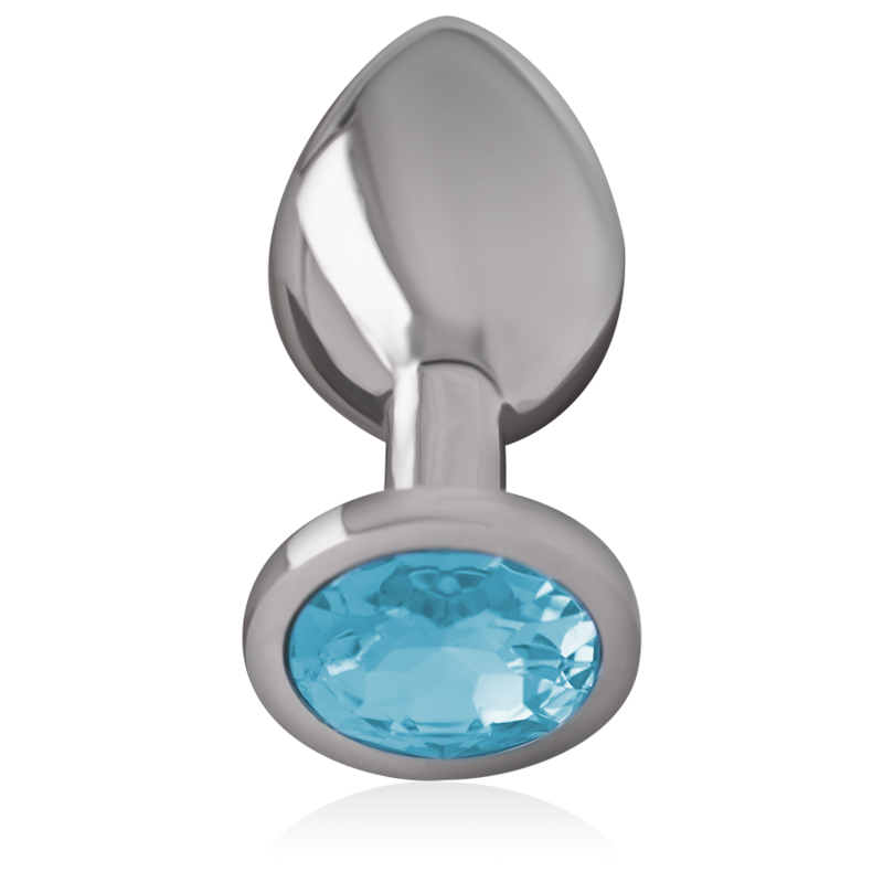 INTENSE - PLUG ANAL EN MÉTAL ALUMINIUM AVEC CRISTAL BLEU TAILLE L - Sensualia