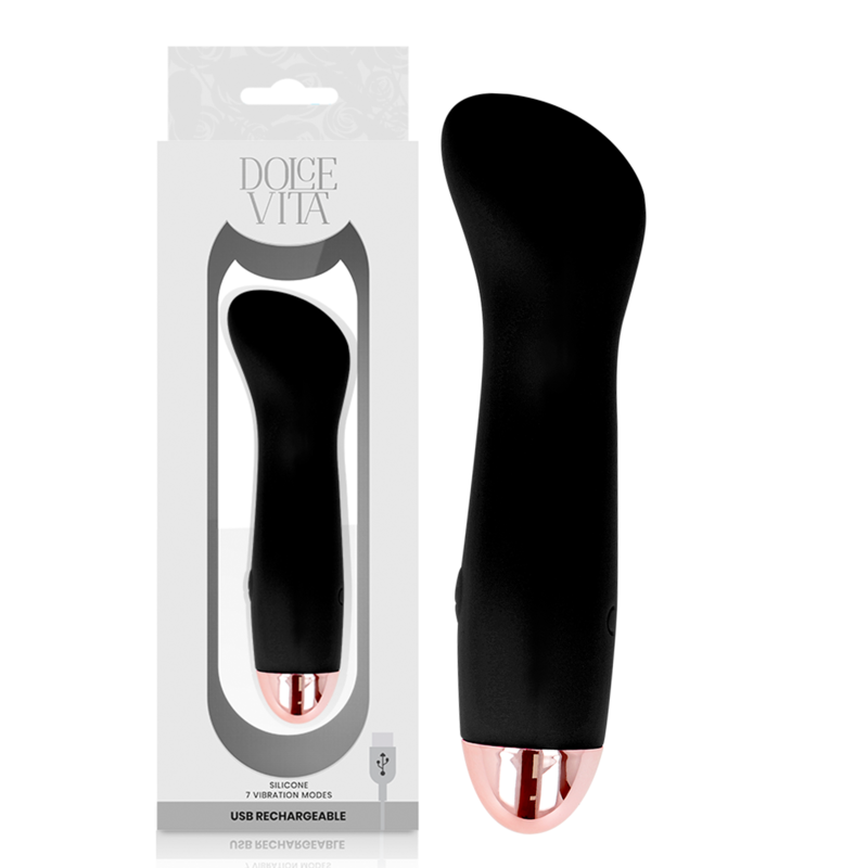 DOLCE VITA - VIBRATEUR RECHARGEABLE ONE NOIR 7 VITESSES - Sensualia