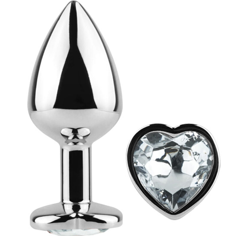 SECRETPLAY - PLUG ANAL EN MÉTAL COEUR CRISTAL CLAIR PETITE TAILLE 7 CM - Sensualia