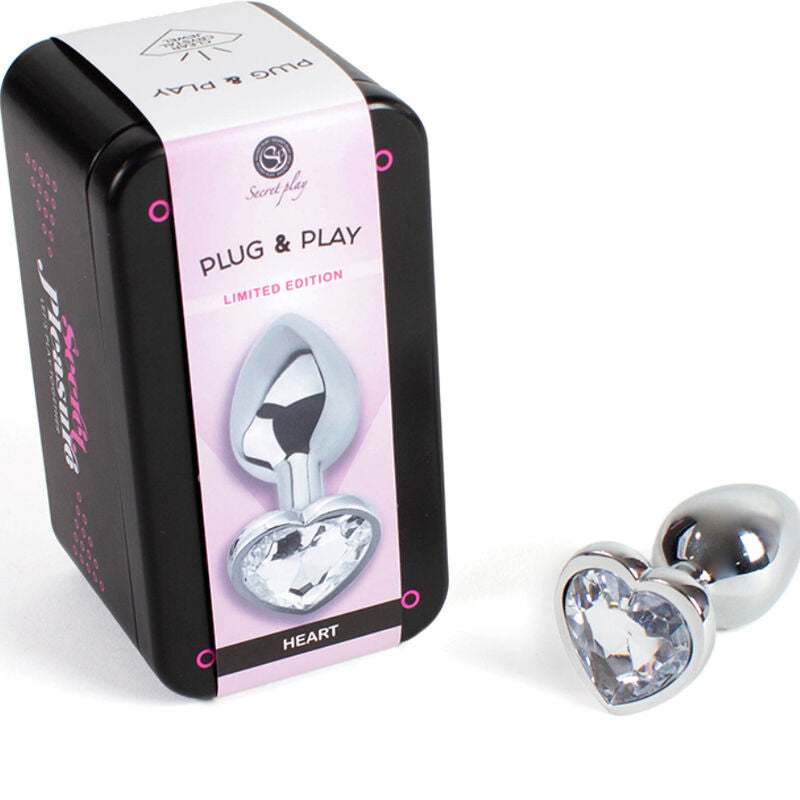 SECRETPLAY - PLUG ANAL EN MÉTAL COEUR CRISTAL CLAIR PETITE TAILLE 7 CM - Sensualia