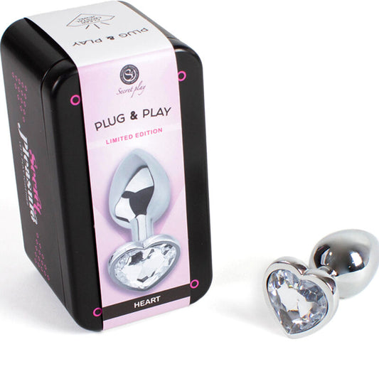 SECRETPLAY - PLUG ANAL EN MÉTAL COEUR CRISTAL CLAIR PETITE TAILLE 7 CM - Sensualia