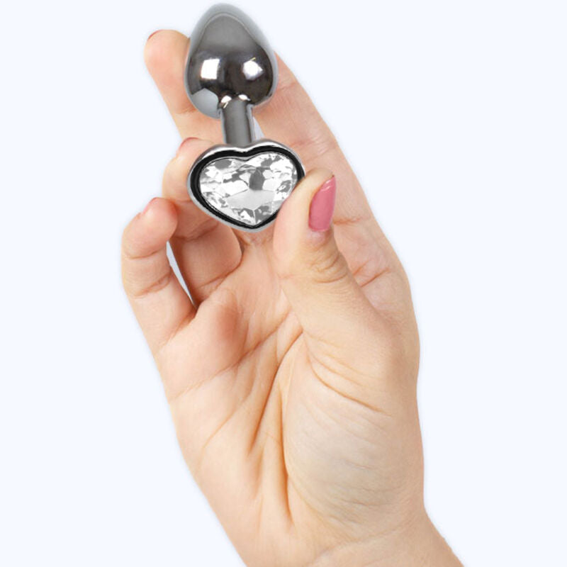 SECRETPLAY - PLUG ANAL EN MÉTAL COEUR CRISTAL CLAIR PETITE TAILLE 7 CM - Sensualia