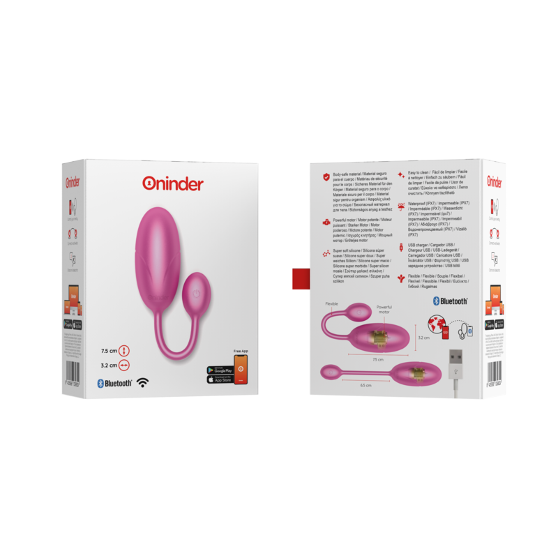 ONINDER - OEUF VIBRANT TOKYO ROSE 7,5 X 3,2 CM APPLICATION GRATUITE - Sensualia