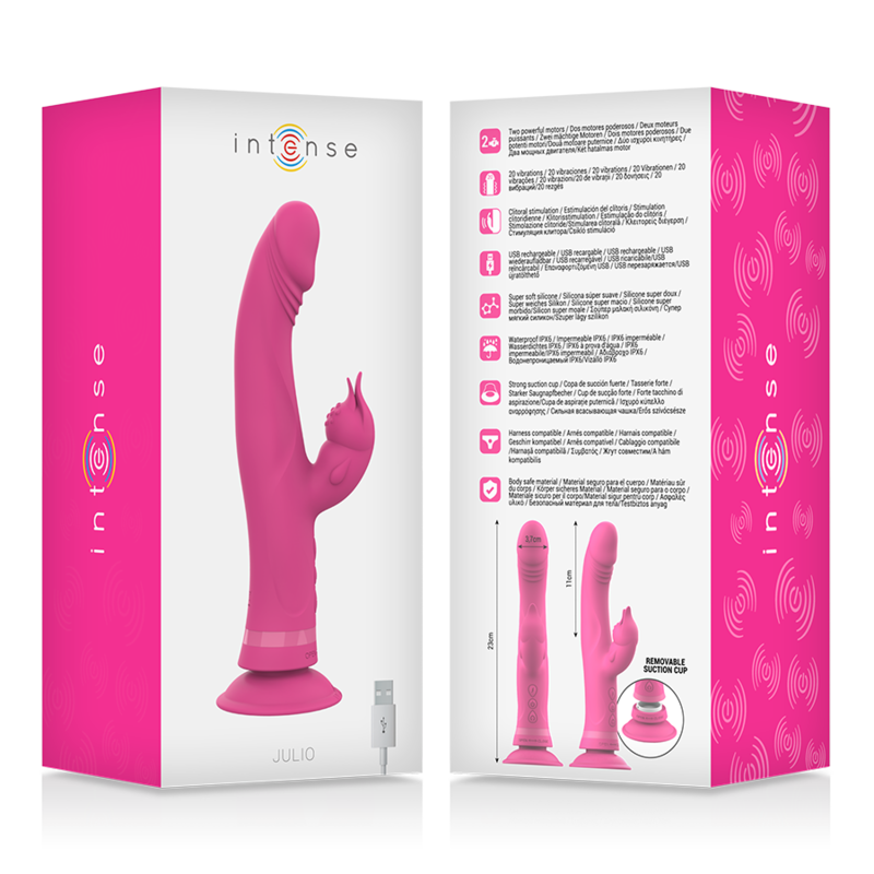 INTENSE - VIBRATEUR JULIO RABBIT SILICONE ROSE - Sensualia