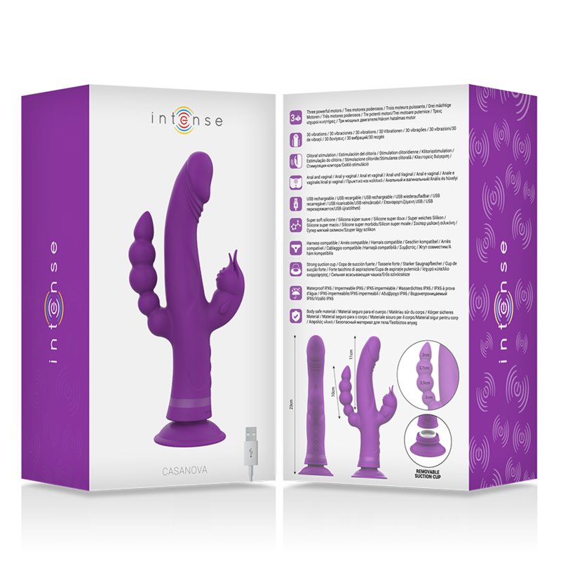 INTENSE - VIBRATEUR EN SILICONE CASANOVA RABBIT TRIPLE MOTEUR VIOLET - Sensualia
