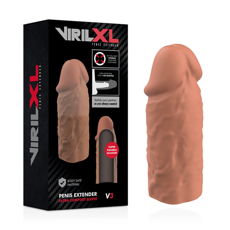 VIRILXL - EXTENSION DE PÉNIS MARRON EN SILICONE LIQUIDE V3 VIRILXL