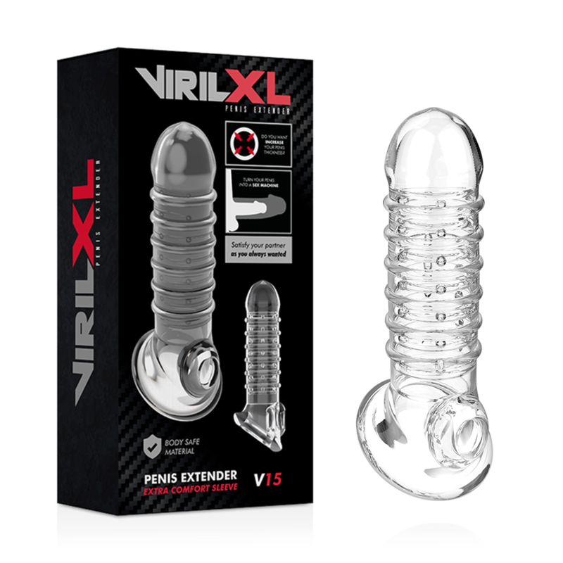 VIRILXL - EXTENSION DE PÉNIS ET GAINE V15 TRANSPARENTE - Sensualia