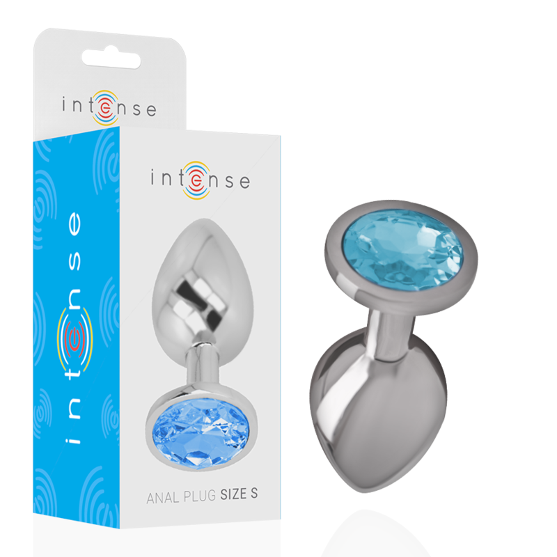 INTENSE - PLUG ANAL EN MÉTAL ALUMINIUM AVEC CRISTAL BLEU TAILLE S - Sensualia