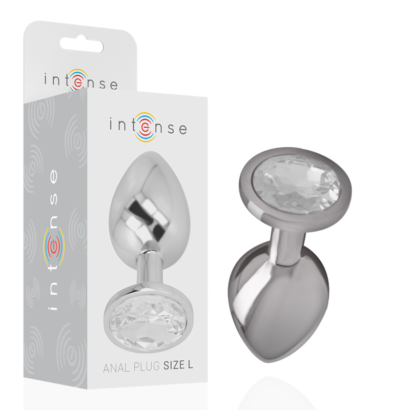 INTENSE - PLUG ANAL EN MÉTAL ALUMINIUM AVEC CRISTAL DARGENT TAILLE L - Sensualia