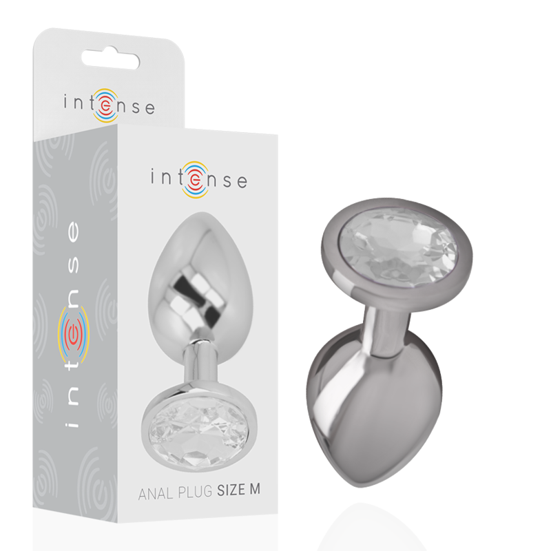 INTENSE - PLUG ANAL EN MÉTAL ALUMINIUM AVEC CRISTAL DARGENT TAILLE M - Sensualia