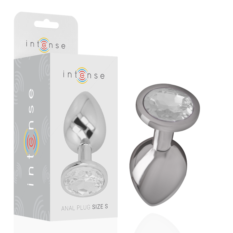INTENSE - PLUG ANAL EN MÉTAL ALUMINIUM AVEC CRISTAL DARGENT TAILLE S - Sensualia