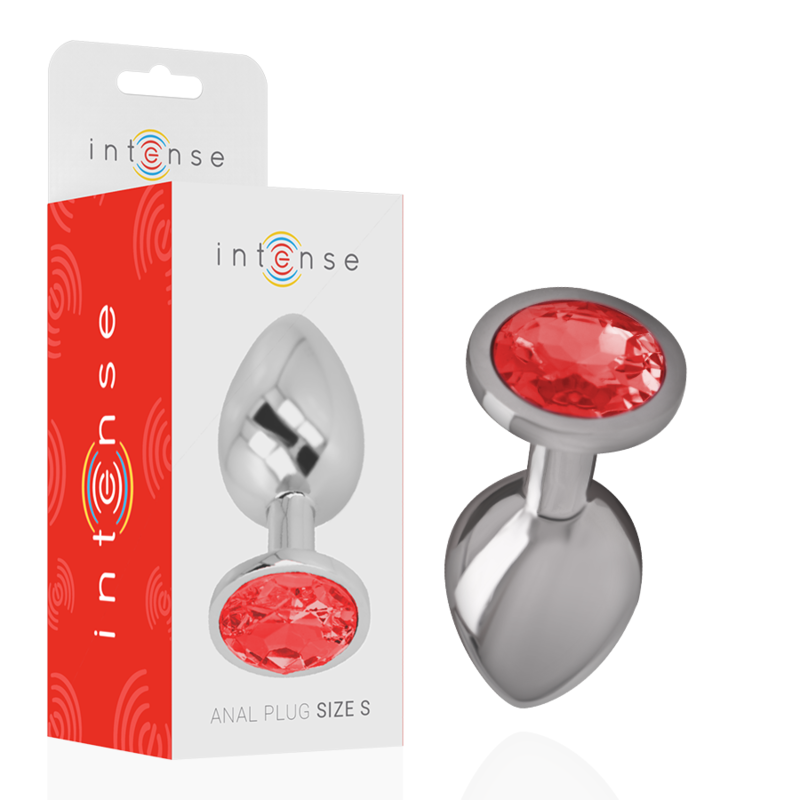 INTENSE - PLUG ANAL EN MÉTAL ALUMINIUM AVEC CRISTAL ROUGE TAILLE S - Sensualia