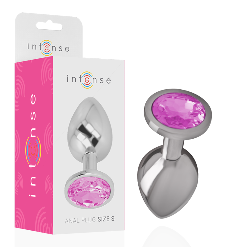 INTENSE - PLUG ANAL EN MÉTAL ALUMINIUM AVEC CRISTAL ROSE TAILLE S - Sensualia
