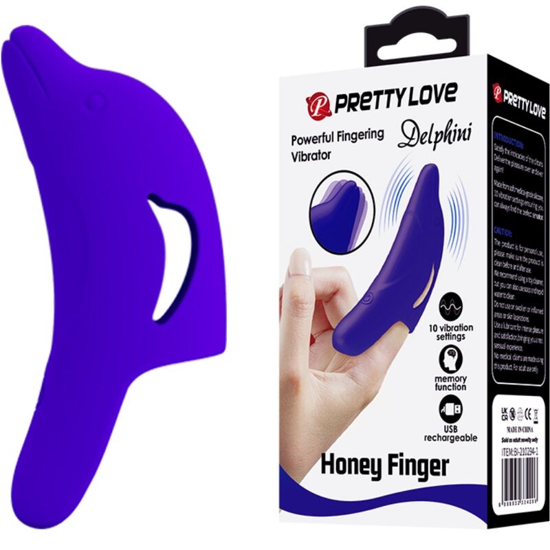 PRETTY LOVE - PUISSANT STIMULATEUR DE DOIGTS BLEU FONCÉ DELPHINI - Sensualia