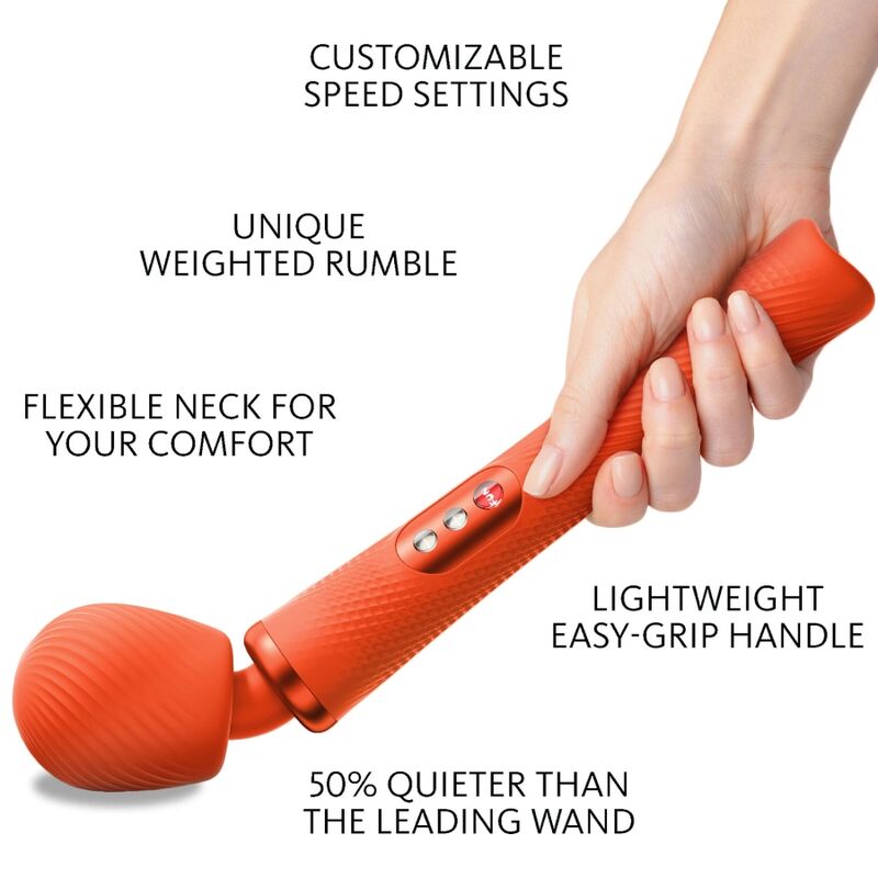 FUN FACTORY - VIM WAND RUMBLE VIBRADOR RECARGABLE SILICONA NARANJA - Sensualia