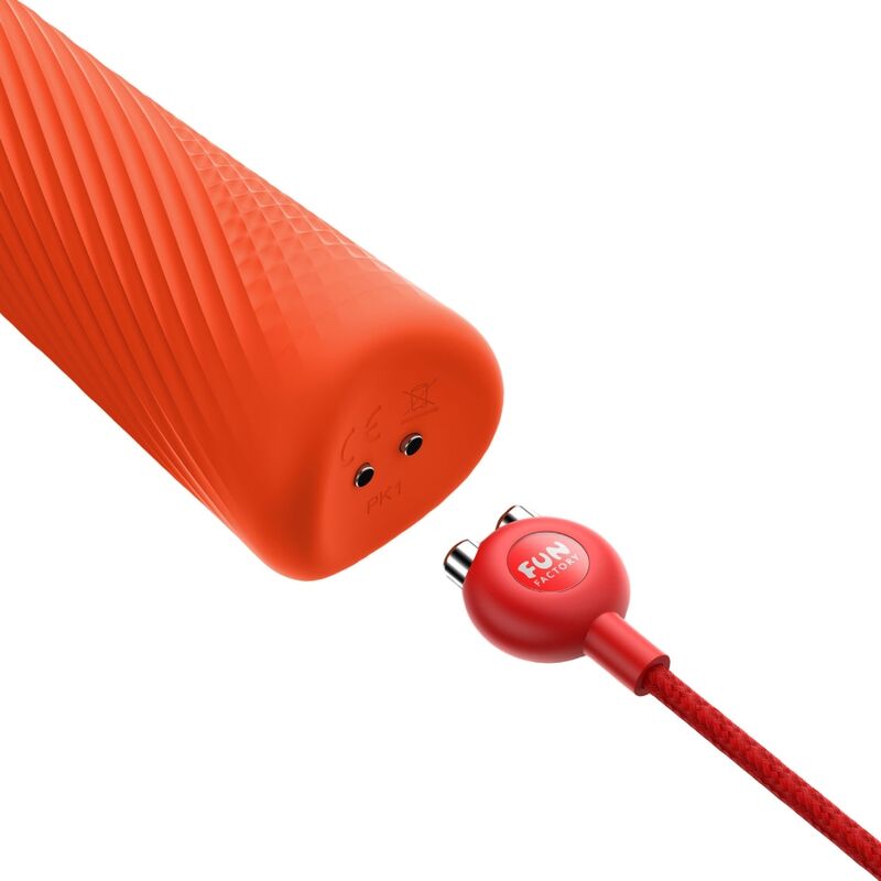 FUN FACTORY - VIM WAND RUMBLE VIBRADOR RECARGABLE SILICONA NARANJA - Sensualia