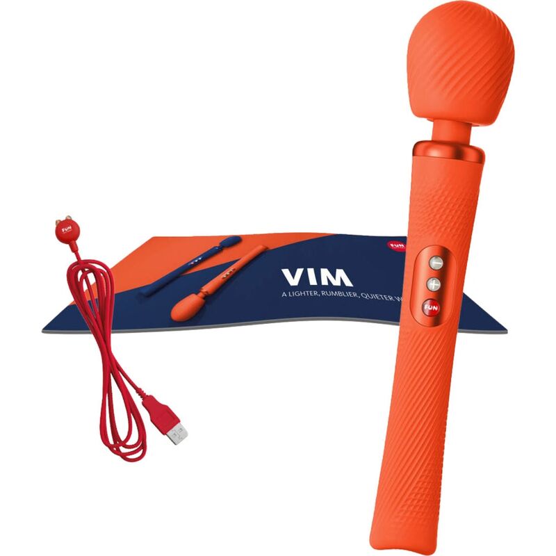 FUN FACTORY - VIM WAND RUMBLE VIBRADOR RECARGABLE SILICONA NARANJA - Sensualia