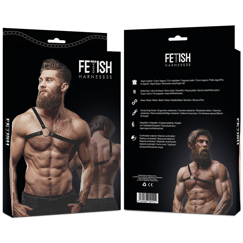FETISH SUBMISSIVE - HARNAIS EN CUIR ÉCOLOGIQUE POUR HOMMES  ÉPAULES CROISÉES ATTITUDE - Sensualia