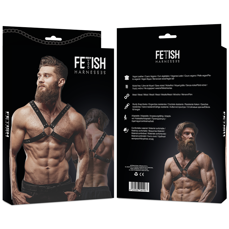 FETISH SUBMISSIVE ATTITUDE - HARNAIS EN CUIR ÉCOLOGIQUE POUR HOMMES AVEC POITRINE CROISÉE - Sensualia