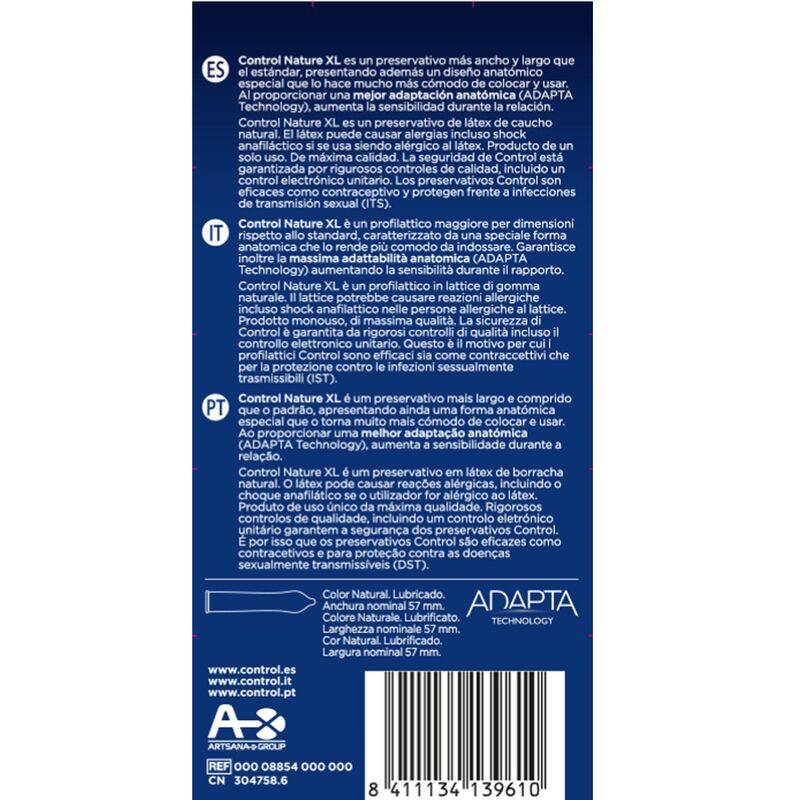 CONTROL - ADAPTA NATURE XL CONDOMS 12 UNITS - Sensualia