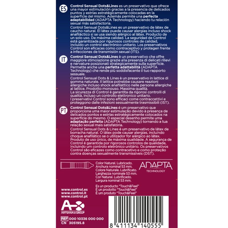 CONTROL - POINTS & LIGNES SENSUELLES POINTS ET VERGETURES 12 UNITÉS - Sensualia