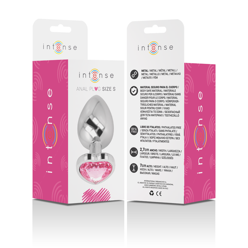 INTENSE - PLUG ANAL EN MÉTAL ALUMINIUM COEUR ROSE TAILLE S - Sensualia