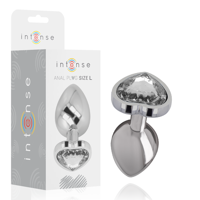INTENSE - PLUG ANAL MÉTAL ALUMINIUM COEUR BLANC TAILLE L - Sensualia
