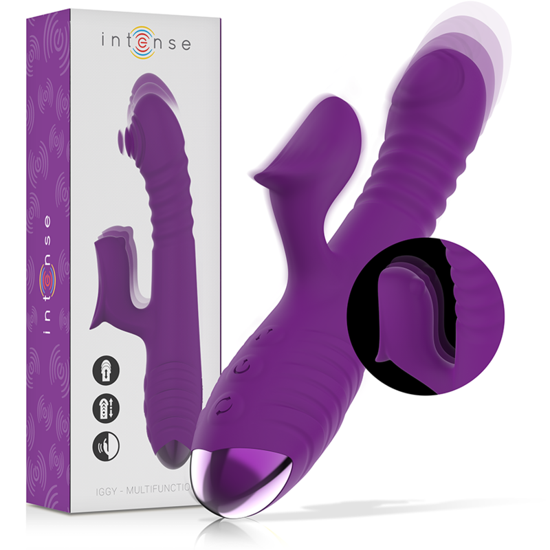 INTENSE - VIBRATEUR RECHARGEABLE MULTIFONCTION IGGY UP & DOWN AVEC STIMULATEUR CLITORAL VIOLET - Sensualia