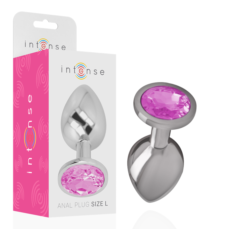 INTENSE - PLUG ANAL EN MÉTAL ALUMINIUM AVEC CRISTAL ROSE TAILLE L - Sensualia