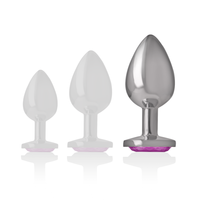 INTENSE - PLUG ANAL EN MÉTAL ALUMINIUM AVEC CRISTAL ROSE TAILLE L - Sensualia
